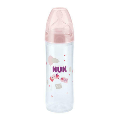 Nuk Μπιμπερό Πλαστικό New Classic για 6-18 μηνών με Θηλή Σιλικόνης Ροζ 250ml - 1τμχ