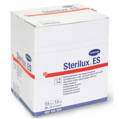 Γάζες Αποστειρωμένες 17 κλωστών 8 ply Sterilux ES 7,5cmx7,5cm - 50τμχ